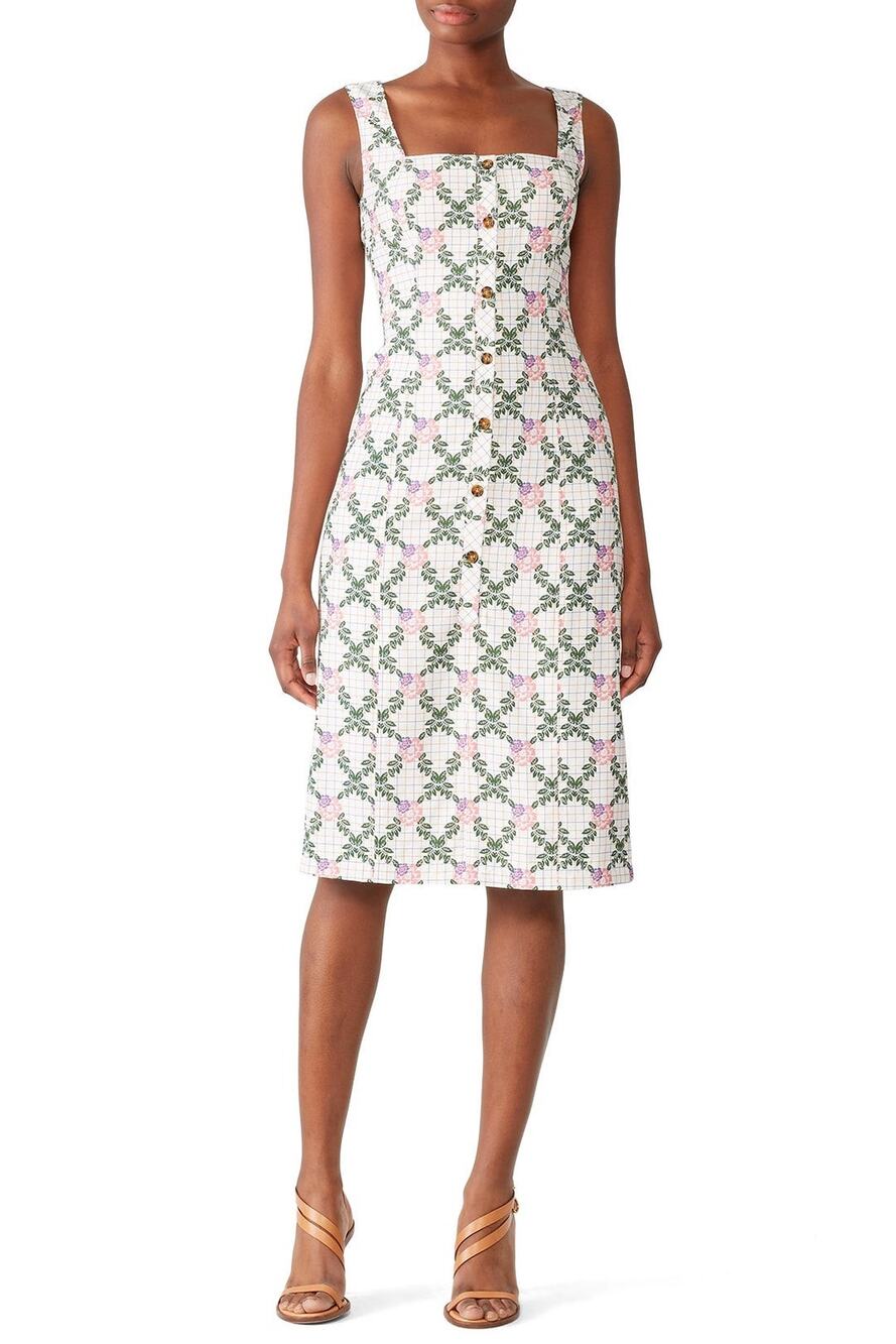 The East Order Tarshie White Floral Sleeveless Button Front Sheath Dress Size XS